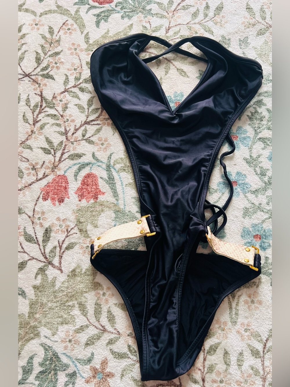 Y2K Vix Cutout One Piece Swim Small Black